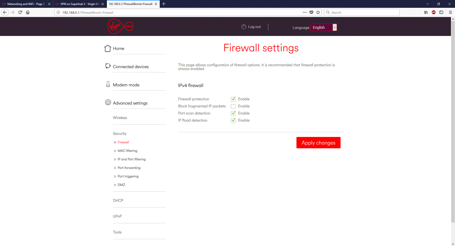 Vpn not working virgin media hub 3.00 password